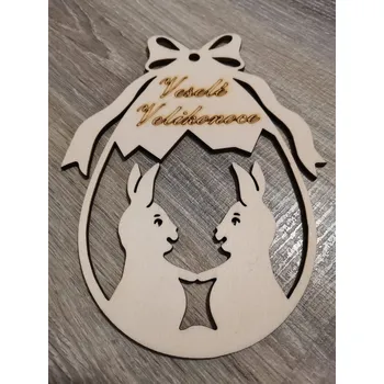 Velikonoční dekorace Dřevěná velikonoční kraslice na zavěšení č.03