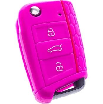 Autoklíč Silikonový obal na klíč VW Golf VII - růžový