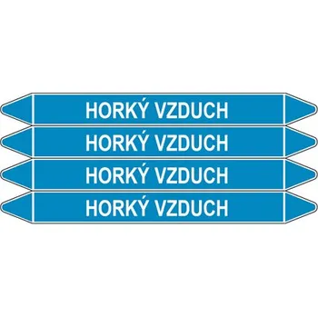 samolepka Značení potrubí, horký vzduch,4 ks, 250 × 26 mm