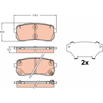 Brzdová destička Sada brzdových destiček, kotoučová brzda TRW GDB2112