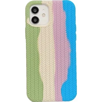 Pouzdro na mobilní telefon Silikonový kryt s copánkovým vzorem pro iPhone 12 Pro Max - pastelový