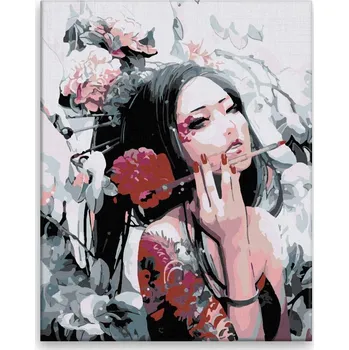 Dětské zboží Malování podle čísel - Asijská malířka - 40x50 cm, plátno vypnuté na rám - CZ výroba