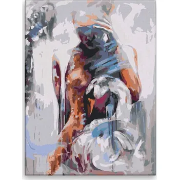 Malování podle čísel - Nahá s labutí - 30x40 cm, bez dřevěného rámu - CZ výroba