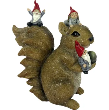 Bytová dekorace Dekorativní soška veverky s trpaslíky - 16*8*18 cm
