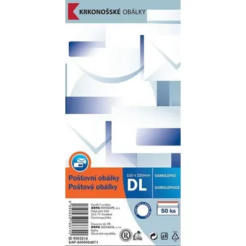 Obálka Obálky DL, okénko, 50 kusů, samolepicí