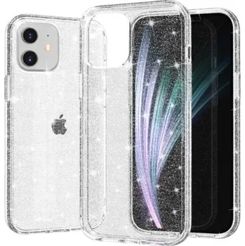 Transparentní kryt se třpytkami pro iPhone 12 / 12 Pro - stříbrný