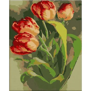 Malování podle čísel - Čtyři tulipány - 40x50 cm, bez dřevěného rámu - CZ výroba