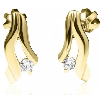 Náušnice Luxur, Elegantní pecky náušnice Dini, žluté zlato se zirkony, 585-53-3-1045.0Z00.0.00.001.05