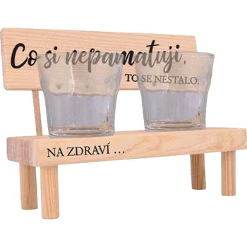 Zahradní lavice Dřevěná lavička se skleničkami – Co si nepamatuji