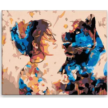 Malování podle čísel - Kráska a zvíře - 50x40 cm, bez dřevěného rámu - CZ výroba
