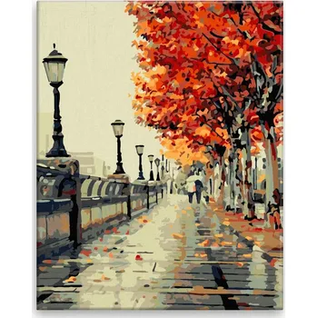 Malování podle čísel - Podzimní procházka - 40x50 cm, bez dřevěného rámu - CZ výroba