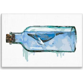 Dětské zboží Malování podle čísel - Velryba v láhvi - 60x40 cm, bez dřevěného rámu - CZ výroba