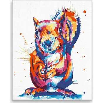 Malování podle čísel - Veveruška v barvách - 40x50 cm, bez dřevěného rámu - CZ výroba