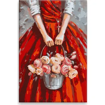 Dětské zboží Malování podle čísel - Věřící s růžemi - 40x60 cm, bez dřevěného rámu - CZ výroba