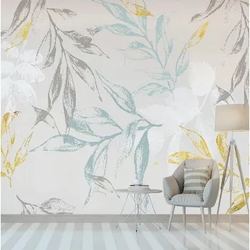 Fototapeta Solution Media 3D tapeta - Malované zlaté listy MU2027 2 - Voděodolná hedvábná tkanina - Textilní tapeta lesklá - 200g/m2