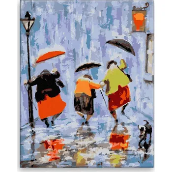 Malování podle čísel - Veselá trojka - 40x50 cm, bez dřevěného rámu - CZ výroba