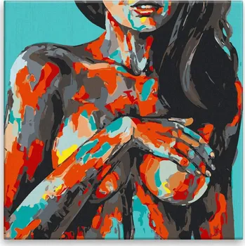 Malování podle čísel - Odhalená - 40x40 cm, bez dřevěného rámu - CZ výroba