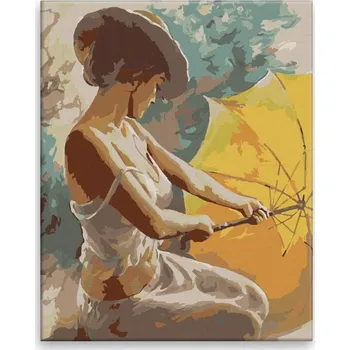 Malování podle čísel - Můj žlutý deštník - 40x50 cm, bez dřevěného rámu - CZ výroba