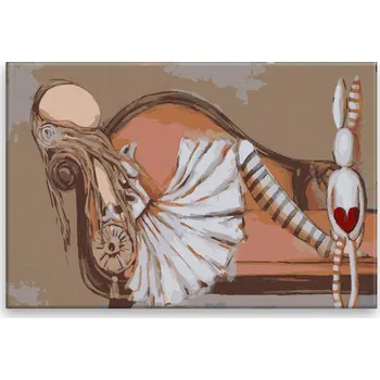 Dětské zboží Malování podle čísel - Dívka na otomanu - 60x40 cm, bez dřevěného rámu - CZ výroba