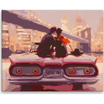 Malování podle čísel - Pohled z auta - 50x40 cm, bez dřevěného rámu - CZ výroba