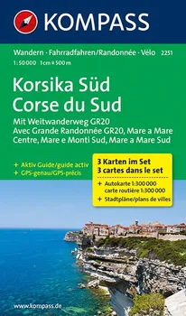 Korsika Süd/Corse du Sud 1:50 000: 3 Karten im Set/3 cartes dans le set - Nakladatelství Kompass Karten [DE/FR] (2018)