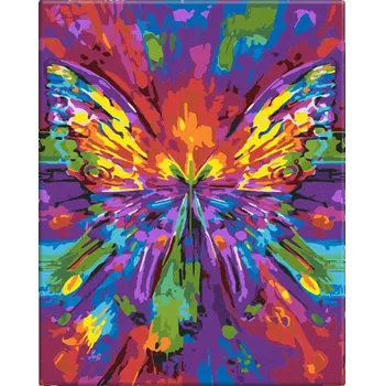 Malování podle čísel - Barevný motýlí obtisk - 40x50 cm, bez dřevěného rámu - CZ výroba