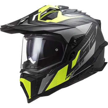 Helma na motorku LS2 MX701 EXPLORER C FOCUS M.TITANIUM H-V YELLOW (velikost helmy: XXL (63-64 cm))