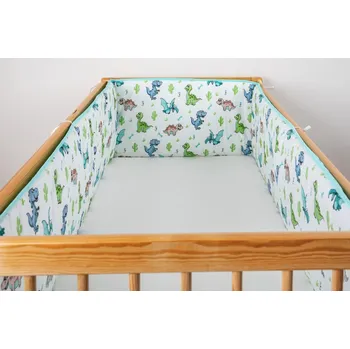 JAN peří Mantinel do postýlky - dinosauři modří - Mantinel - 120x60x120 cm dinosauři modří