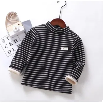 Chlapecký svetr Dětská zateplená pruhovaná mikina s roláčkem Barva: Černá, V E L I K O S T: 2T