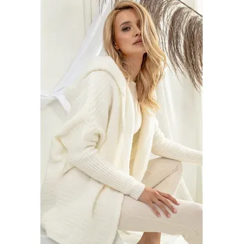 Dámský svetr Glara Vlněný kardigan s kapucí 706980 bílá one size
