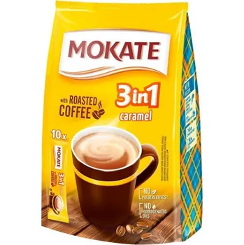 Káva Mokate 3v1 Instantní káva 170g KARAMELOVÁ příchuť (Instantní kávový nápoj v prášku, s praženou kávou 10x17g)