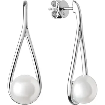 Náušnice Silvego stříbrné elegantní náušnice Jolie s bílou přírodní perlou GRP20222EW