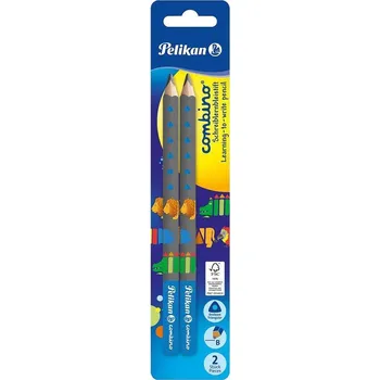 Grafitová tužka Pelikan - Tužka trojhranná silná se zvířátky 2ks Modrá