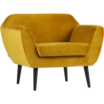 Křeslo WOOOD Okrově žluté sametové křeslo Sanba