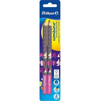 Grafitová tužka Pelikan - Tužka trojhranná silná se zvířátky 2ks Růžová