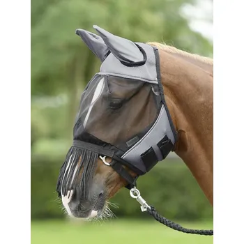 Koňská maska proti hmyzu Maska s třásněmi Cover šedá Shetty (Shetty)