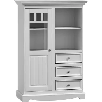 Knihovna KATMANDU Vitrína se zásuvkami Belluno Elegante bílá, masiv, rozměr 130x90x45cm