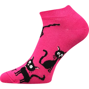 Pánské ponožky Ponožky - Kočka magenta nízké - velikost 39-42 (Velikost 39-42)