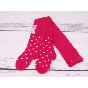 Punčocháče punčocháčky Wolf tm. růžové s méďou a srdíčky velikost oblečení - děti: 98/104