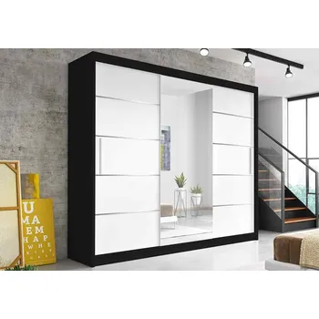 Šatní skříň Eoshop Šatní skříň Lastra (233 cm), Černá / Bílá se zrcadlem