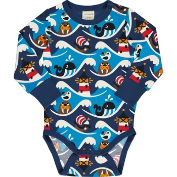 Kojenecký body Dětské body s dlouhým rukávem Mrož a velryba Maxomorra Velikost: 50/56