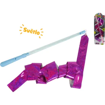 Karnevalový doplněk M.T. Hůlka taneční se stuhou 285 cm na baterie se světlem