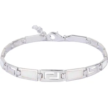 Náramek Bealio BEALIO Stříbrný náramek ŘECKÝ bílý OPÁL Délka náramku: 18+3 cm 03-06162-0653