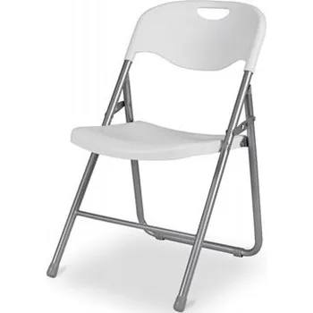 Skládací židle POLY 9, šedý rám, bílý sedák a opěradlo POLY9-GR