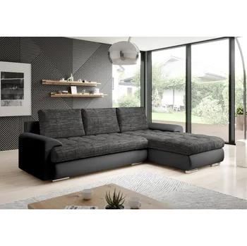 Sedací souprava Rozkládací rohová sedačka TOMINO černá melír / černá