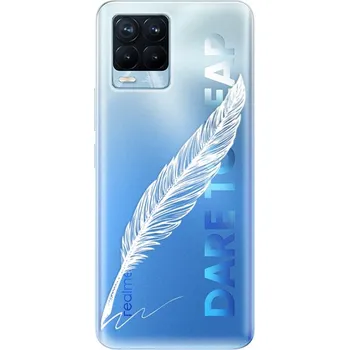 Pouzdro na mobilní telefon Odolné silikonové pouzdro iSaprio - Writing By Feather - white - Realme 8 / 8 Pro