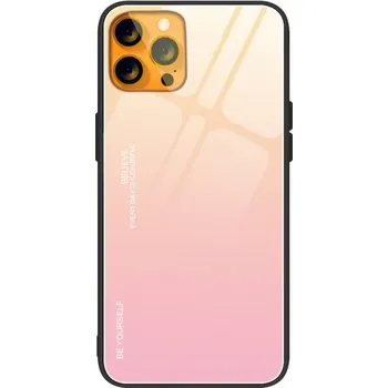 Pouzdro na mobilní telefon Kryt se skleněnou zadní stranou pro iPhone 13 mini - růžovozlatý