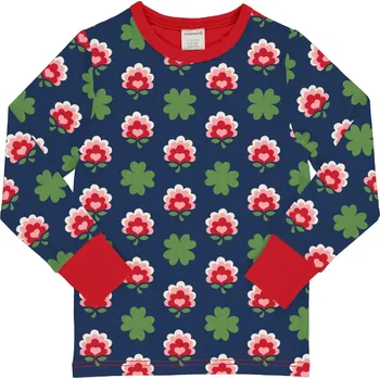 Dívčí tričko Dětské triko s dlouhým rukávem Kytičky a čtyřlístky Maxomorra Velikost: 86/92