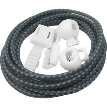 Tkaničky do bot Gumové reflexní tkaničky do bot se zarážkou, jeden pár - Tmavě šedo bílé, 100 cm