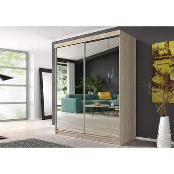 Šatní skříň Eoshop Šatní skříň Queen 20 se zrcadly (183 cm), Dub Sonoma / Zrcadlo